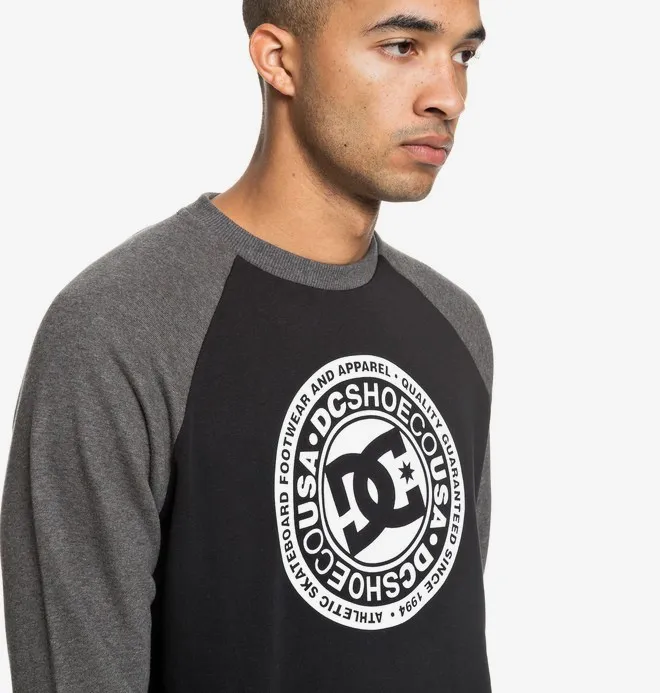 Sudadera DC SHOES Hombre Cuello redondo CIRCLE STAR CHARCOAL HEATHER/ BLACK (xkkk) Ref. EDYSF03198 gris y negra