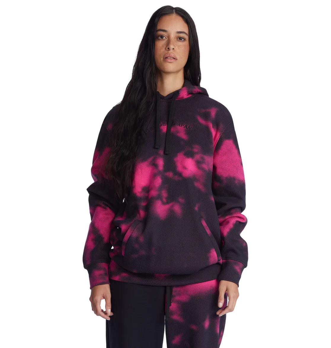 Sudadera DC SHOES mujer con capucha CLOUDY  Halftone Smoke (XKMK) REF-ADJFT03033 Black/Fuchsia