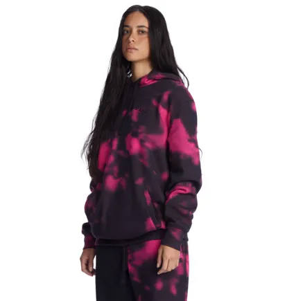 Sudadera DC SHOES mujer con capucha CLOUDY  Halftone Smoke (XKMK) REF-ADJFT03033 Black/Fuchsia