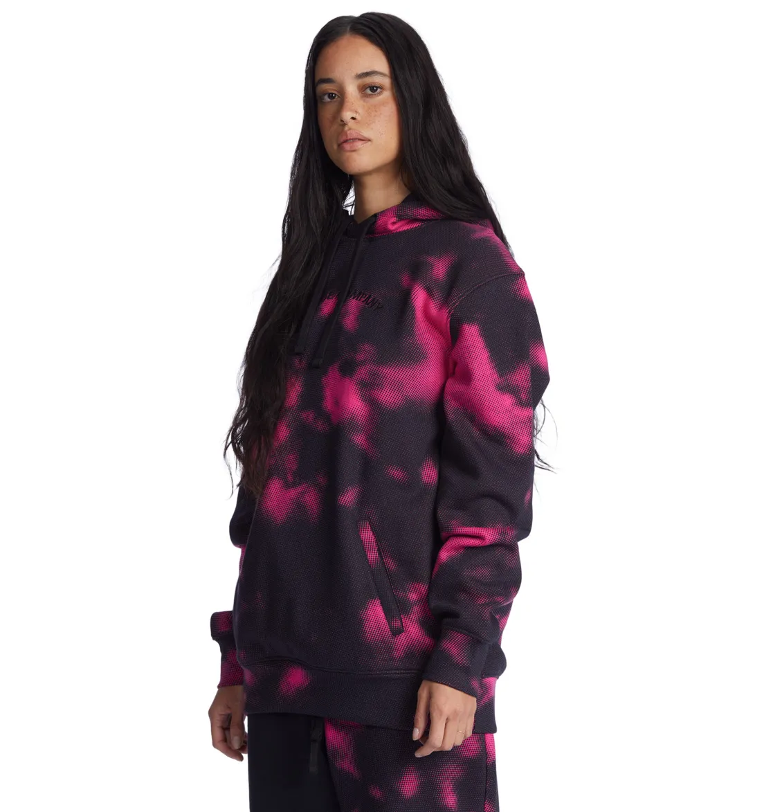 Sudadera DC SHOES mujer con capucha CLOUDY  Halftone Smoke (XKMK) REF-ADJFT03033 Black/Fuchsia