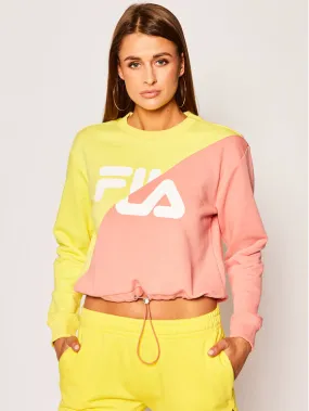 Sudadera FILA chica cuello redondo BANJI CROPPED CREW SWEAT Ref. 687491 rosa palo y amarilla