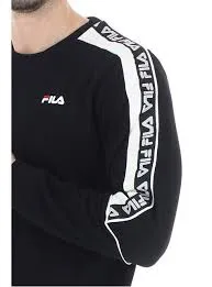 Sudadera FILA Hombre cuello redondo Sweatshirt Men-teom Crew Sweat Ref. 687698 negra bandas logo mangas