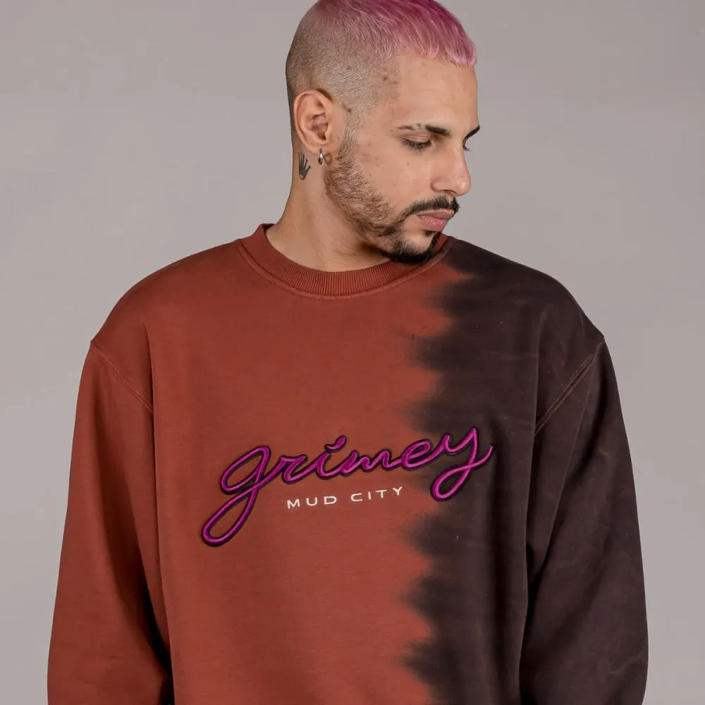 Sudadera GRIMEY cuello redondo Unisex “DUST STORM” Tie & Dye Crewneck – Brown Ref. GSW539-F22Q3