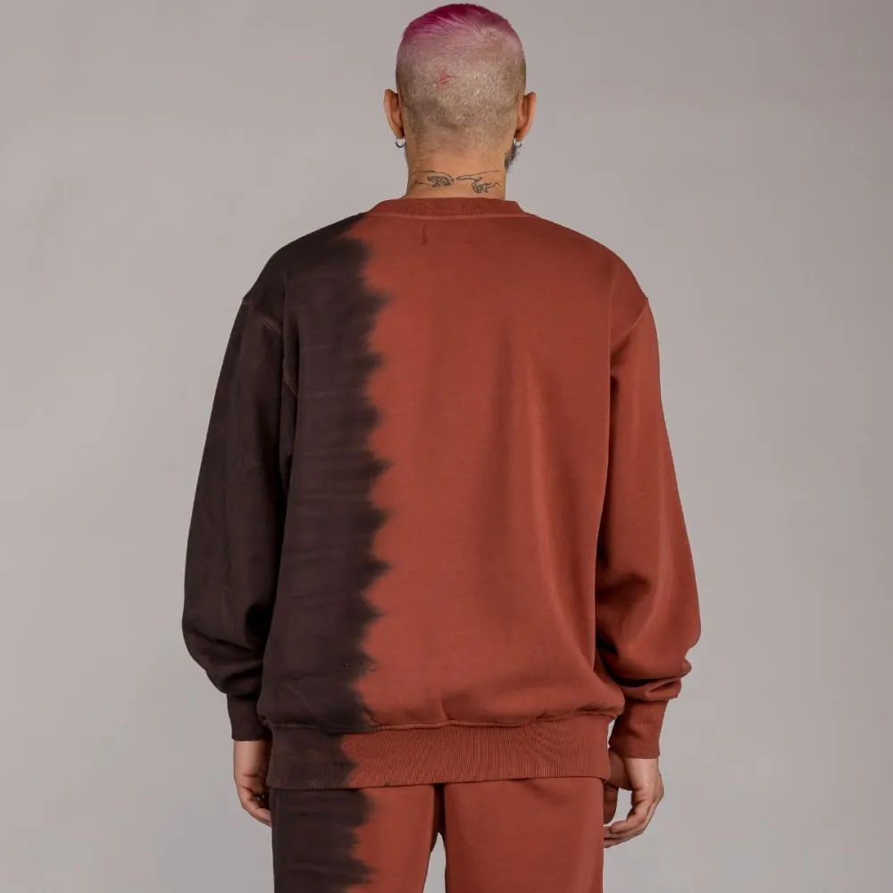 Sudadera GRIMEY cuello redondo Unisex “DUST STORM” Tie & Dye Crewneck – Brown Ref. GSW539-F22Q3