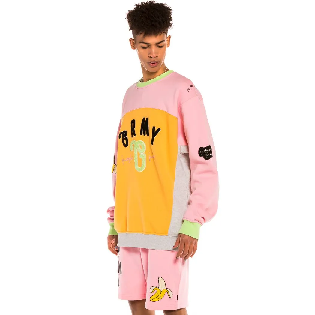 Sudadera GRIMEY cuello redondo Unisex Grimey “Jungle Punch” Bicolor Crewneck – Pink Ref. GSW530-PNK rosa