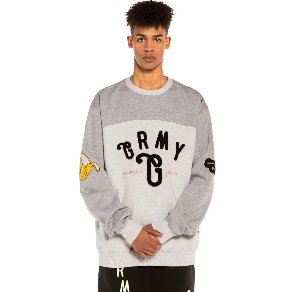 Sudadera GRIMEY cuello redondo Unisex Grimey “Jungle Punch” Bicolor Crewneck – Sport Grey Ref. GSW530-SPG gris