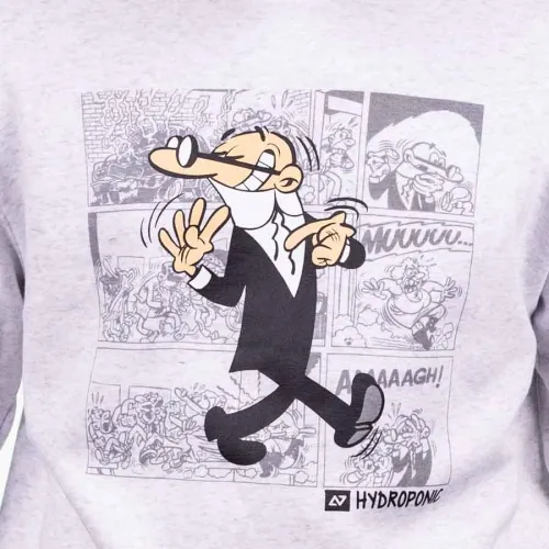 Sudadera Hydroponic hombre cuello redondo divertida CREWNECK MORTADELO CLASSIC HEATHER WHITE Ref. 19539 blanca jaspeada