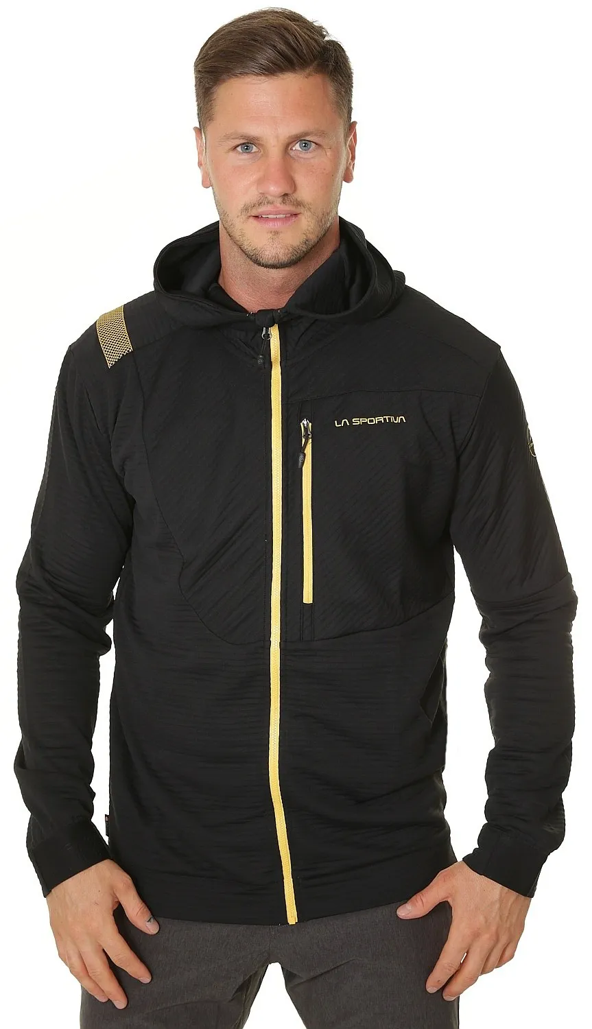 sudadera La Sportiva Mood Hoody Zip - Black/Yellow - men´s