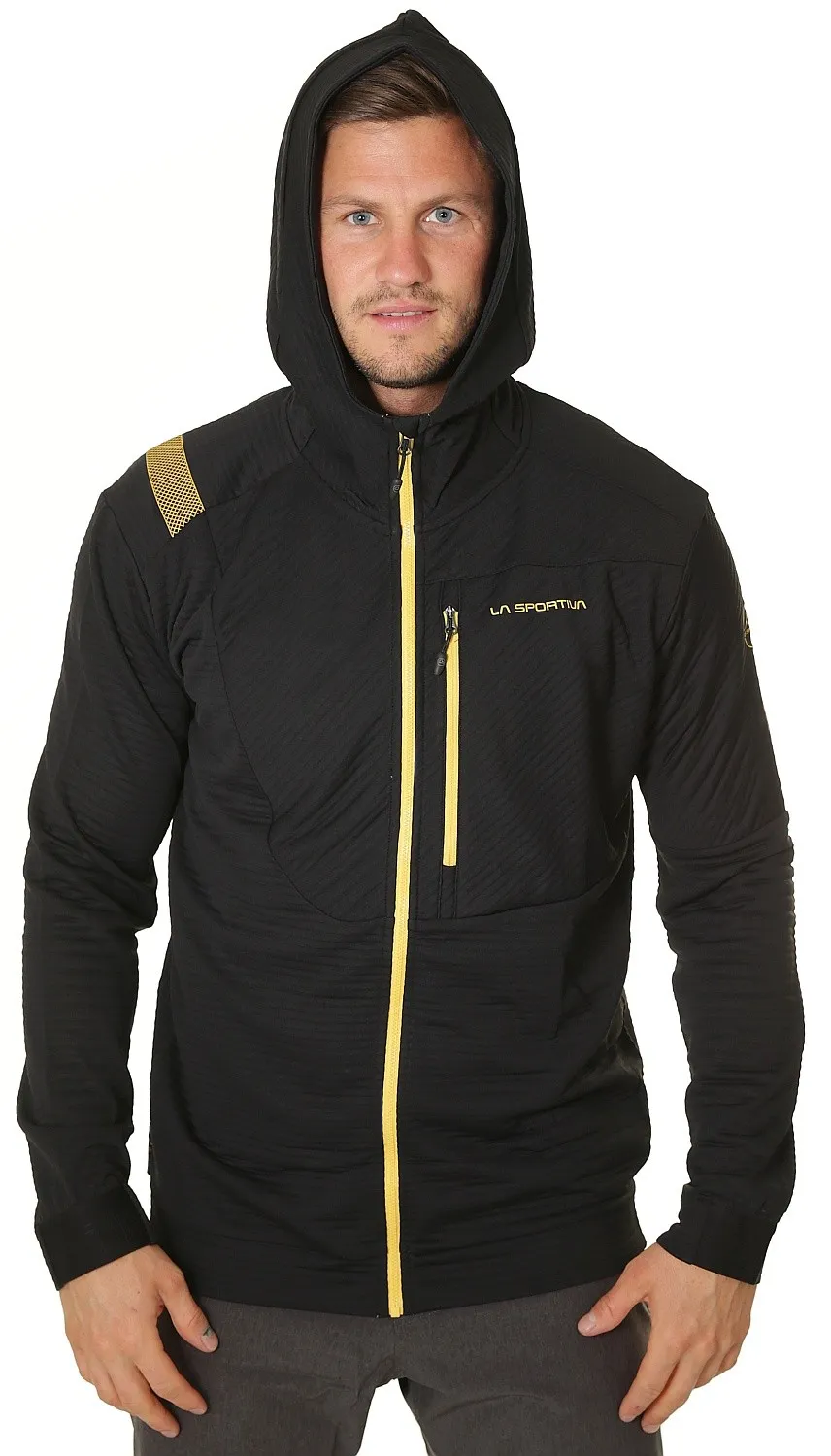 sudadera La Sportiva Mood Hoody Zip - Black/Yellow - men´s