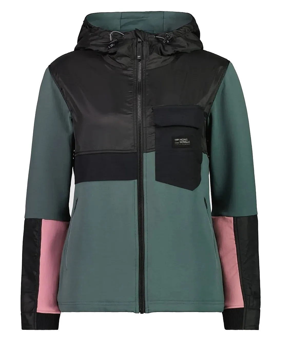 sudadera Mons Royale Decade Mid Hoody Zip - Burnt Sage/Black - women´s