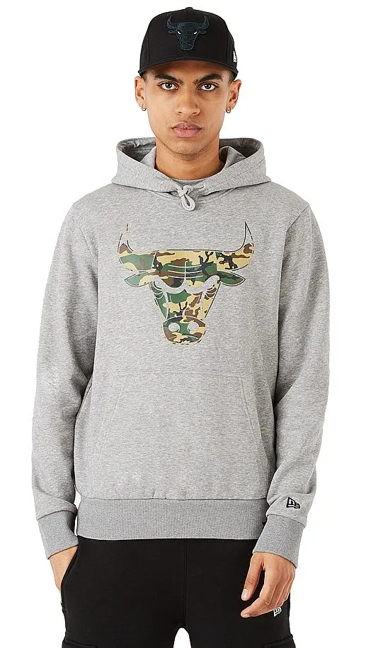 sudadera New Era Infill Team Logo Hoody NBA Chicago Bulls - Light Grey Heather/Woodland Camo - men´s