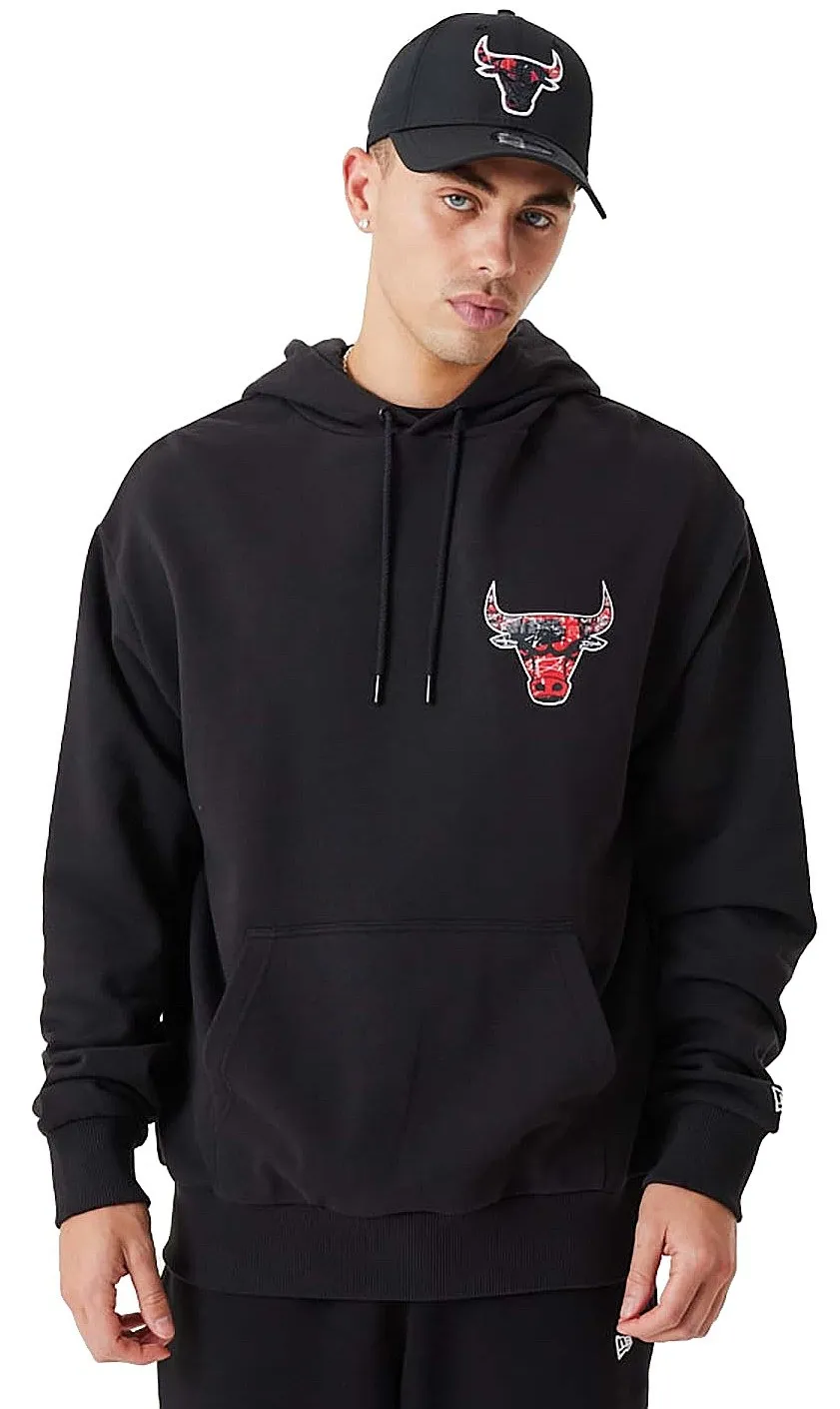 sudadera New Era Infill Team Logo Oversized Hoody NBA Chicago Bulls - Black/Faded Red