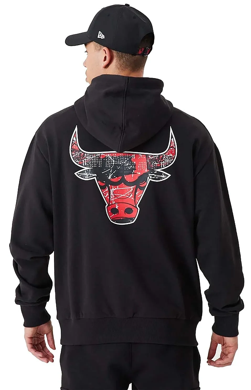 sudadera New Era Infill Team Logo Oversized Hoody NBA Chicago Bulls - Black/Faded Red