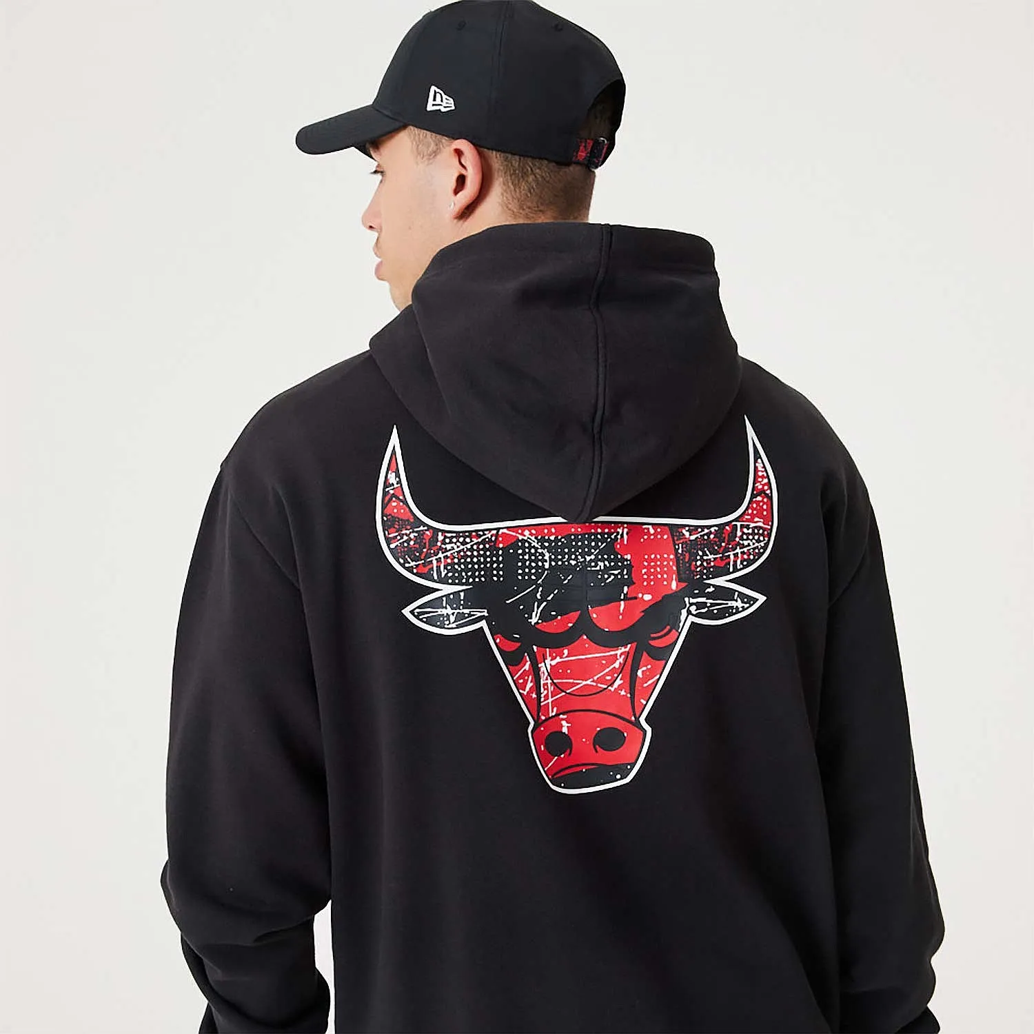 sudadera New Era Infill Team Logo Oversized Hoody NBA Chicago Bulls - Black/Faded Red