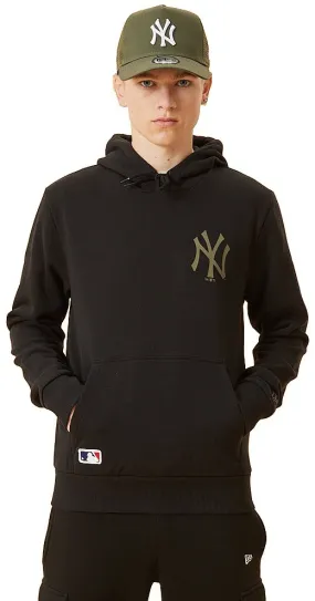 sudadera New Era Left Chest Team Logo Hoody MLB New York Yankees - Black/New Olive - men´s