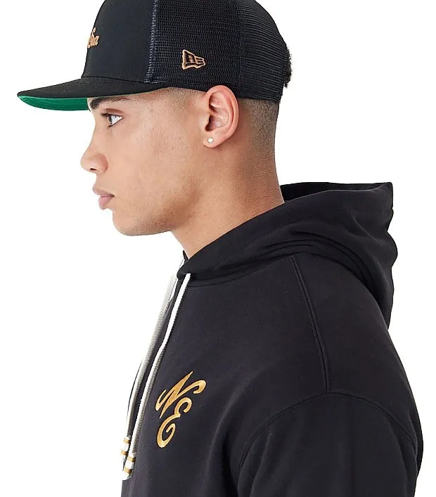 sudadera New Era Script Logo Oversized Hoody - Black/Metallic Gold