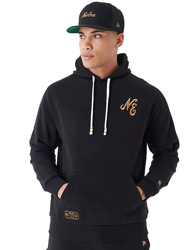 sudadera New Era Script Logo Oversized Hoody - Black/Metallic Gold