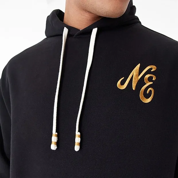 sudadera New Era Script Logo Oversized Hoody - Black/Metallic Gold