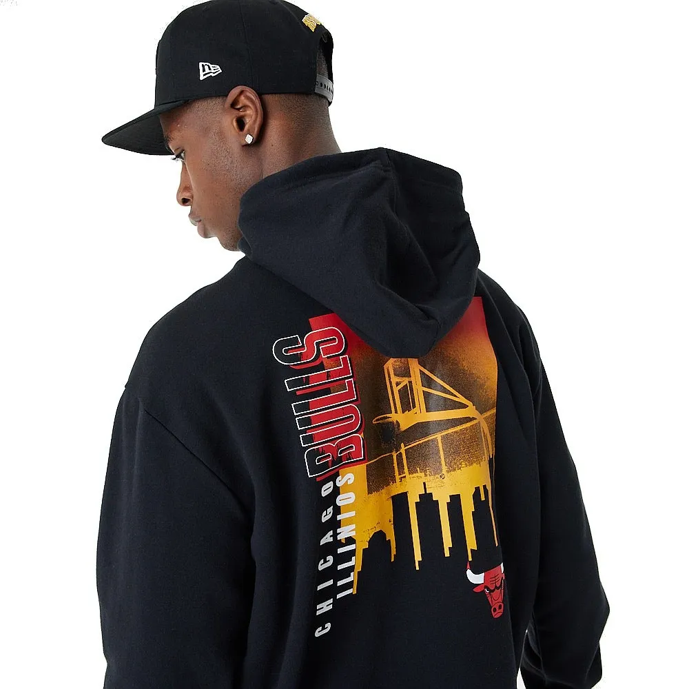 sudadera New Era Skyline Graphic OS Hoody NBA Chicago Bulls - Black/Faded Red - men´s