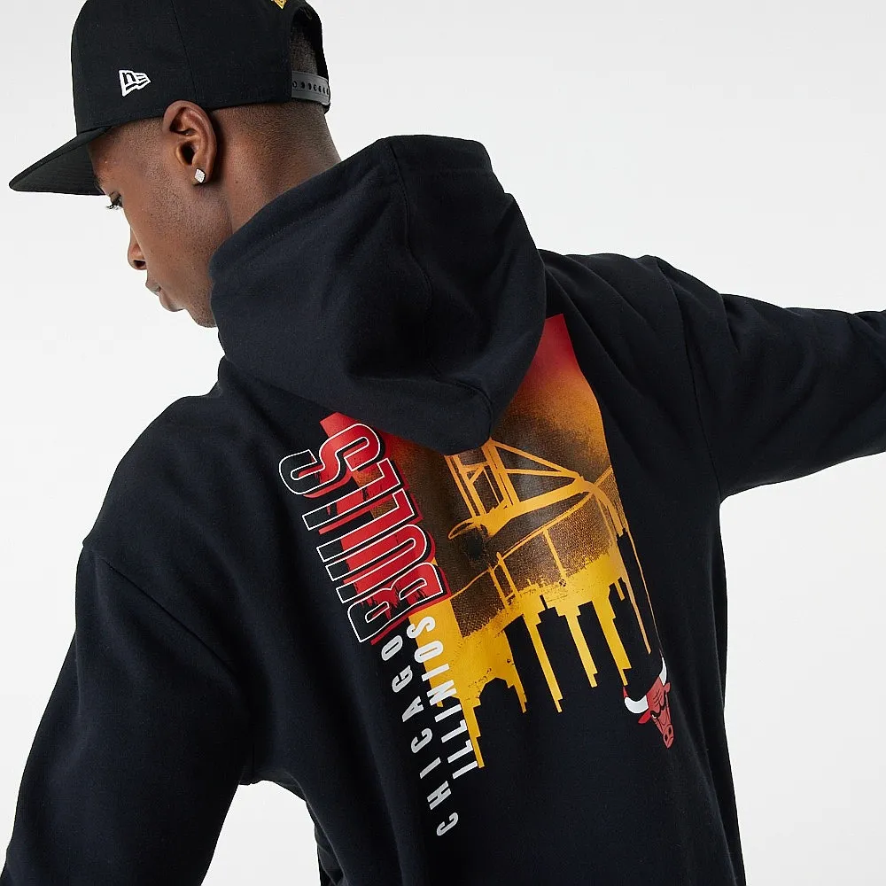 sudadera New Era Skyline Graphic OS Hoody NBA Chicago Bulls - Black/Faded Red - men´s