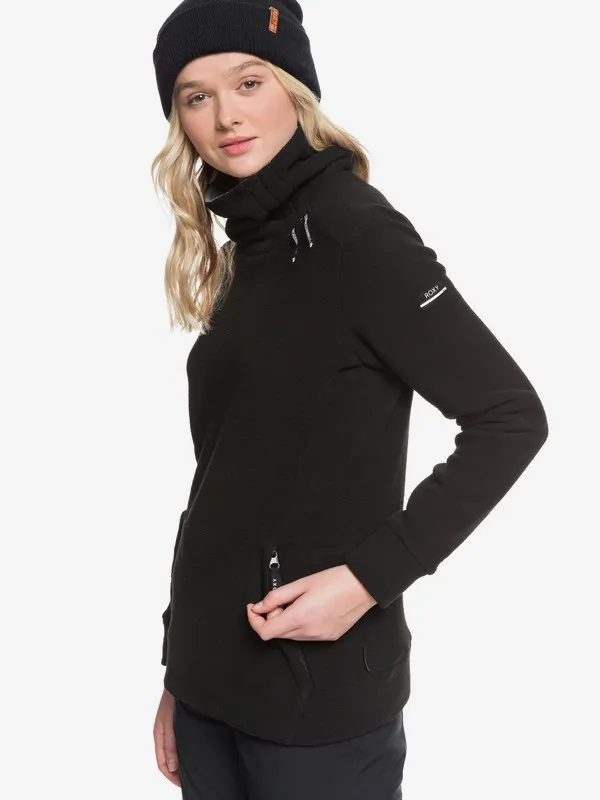 Sudadera Nieve ROXY Técnica con Cuello Alto para Mujer Deltine SpinDye® TRUE BLACK (kvj0) Ref. ERJFT04010 negra