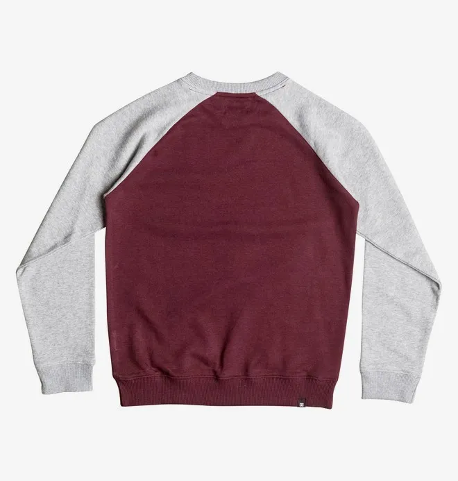 Sudadera niño DC REBUILT Raglan Crew cuello redondo Ref. EDBSF03070 Gris y Gránate