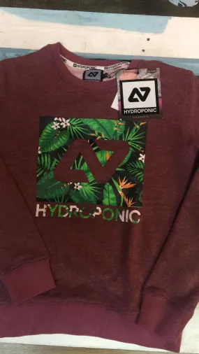 Sudadera niño HYDROPONIC cuello redondo TROPICAL CREW  JR granate