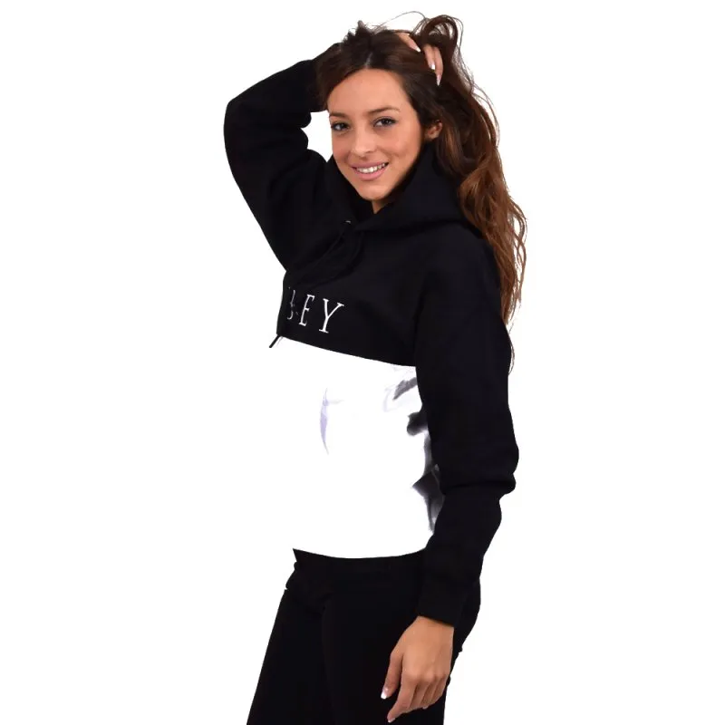 Sudadera OBEY con capucha mujer Sonora Hood Ref. 211620078 Negra con banda blanca bicolor