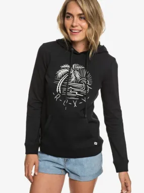 Sudadera ROXY con capucha para Mujer Secret Sands TRUE BLACK (kvj0) Ref. ERJFT03932 negra palmera tropical