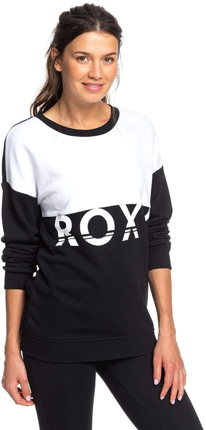 Sudadera ROXY cuello redondo Mujer Rendez-Vous With You HERITAGE HEATHER (sgrh) Ref. ERJFT04047 negra y blanca