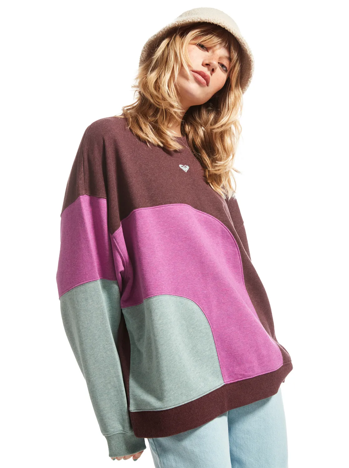 Sudadera ROXY cuello redondo para Mujer HAPPY DAIZE (rsyo) Ref. ERJFT04752 rosa /morado