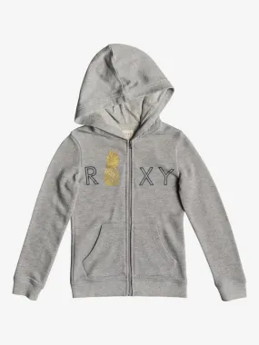 Sudadera ROXY niña con capucha y cremallera Ref. ERGFT03373 Mi Bicicleta  Zip-Up Hoodie Gris logo piña oro