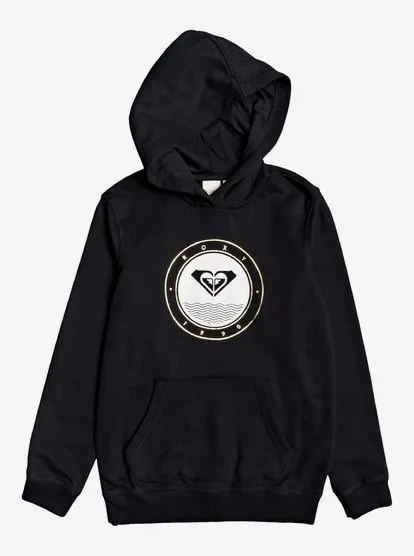 Sudadera ROXY niña con capucha y cremallera Ref. ERGFT03433 Calm Vibes B  Negro Logo grande en pecho dorado