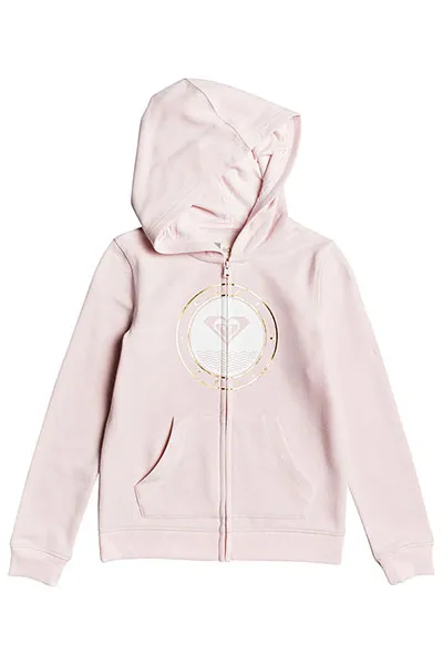 Sudadera ROXY niña con capucha y cremallera The Good Side (mcm0) Ref. ERGFT03410 Rosa palo logo pecho dorado