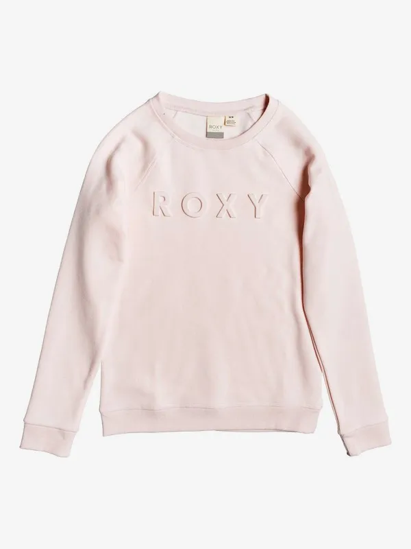 Sudadera ROXY niña con cuello redondo Live You (MCMO) Ref. ERGFT03423 rosa claro logo relieve