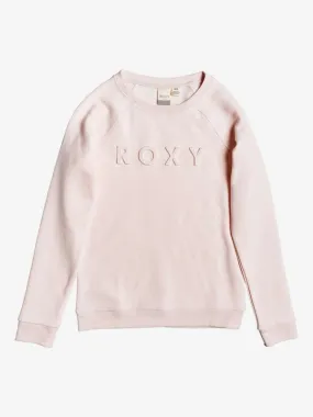 Sudadera ROXY niña con cuello redondo Live You (MCMO) Ref. ERGFT03423 rosa claro logo relieve