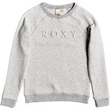 Sudadera ROXY niña con cuello redondo Live You (sgrh) Ref. ERGFT03423 gris claro logo relieve