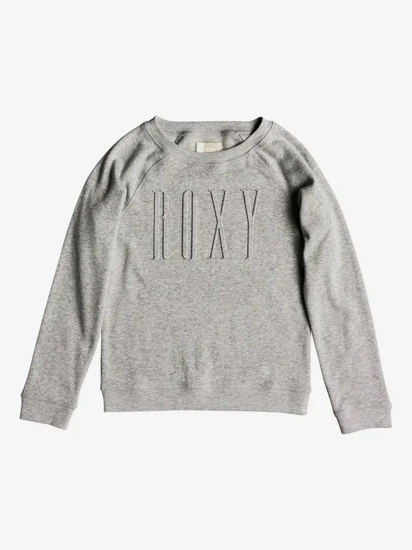 Sudadera ROXY niña con cuello redondo Wind Blew (SGRH) Ref. ERGFT03283 gris claro logo relieve