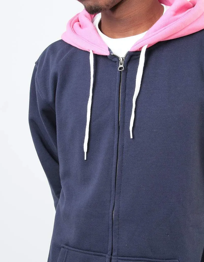 Sudadera Santa Cruz hombre con capucha y cremallera  halo zip hood sca-hdz-0262 dark  navy /orchid pink  azul y rosa