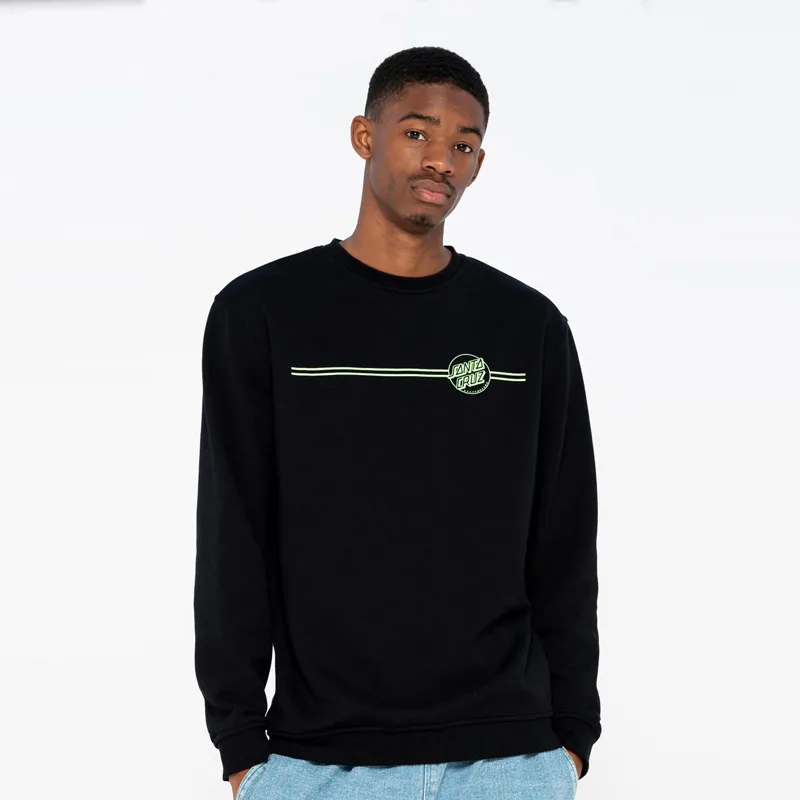 Sudadera Santa Cruz hombre suave cuello redondo Opus dot stripe crew Ref. SCA-CRW-0715 negra logo verde agua