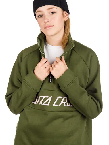 Sudadera SANTA CRUZ Mujer media cremallera Pinline 1/4 zip crew Ref. SCA-WCR-0218 verde militar