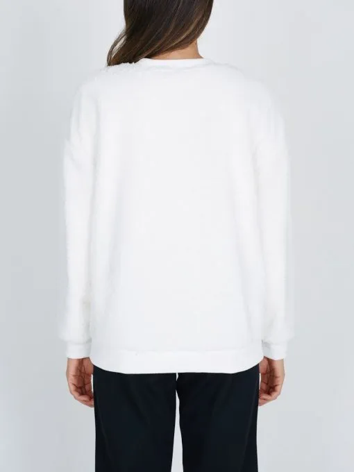 Sudadera sherpa OBEY borreguito cuello redondo mujer DOLORES CREW white  Ref. 211600107 blanca