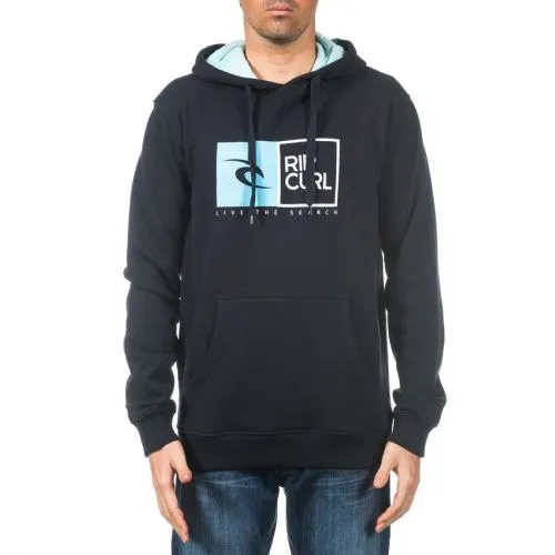 Sudadera sport surfwear hombre Rip Curl con capucha ripawatu pop over fleece ref CFEBX4  negro logo grande pecho