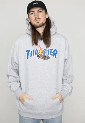 Sudadera THRASHER Hombre con capucha COP CAR HOOD Hoodie GRAY Ref. 145314 GRIS logo coche policia en llamas