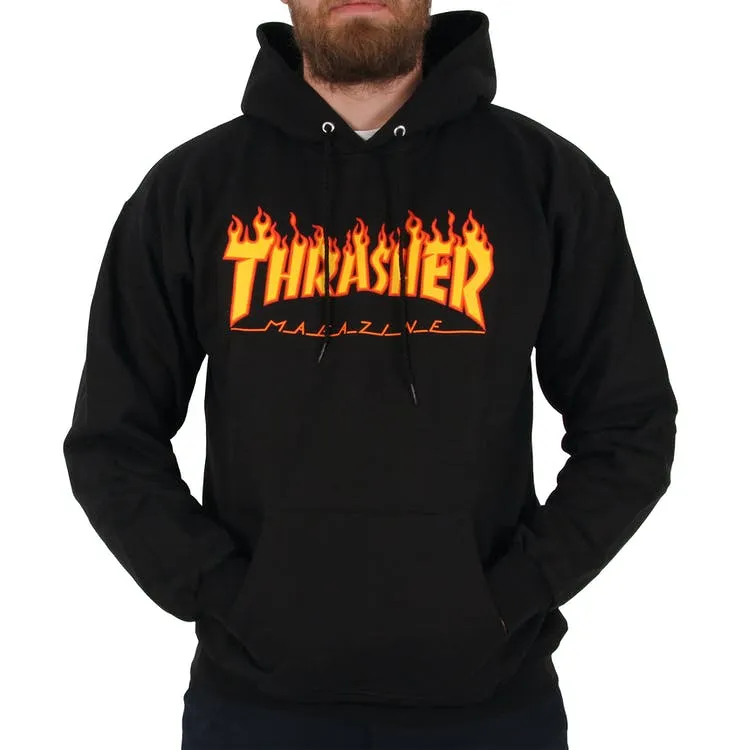 Sudadera THRASHER Hombre con capucha Flame Hoodie Black Ref. 113102 Negra logo llamas fuego