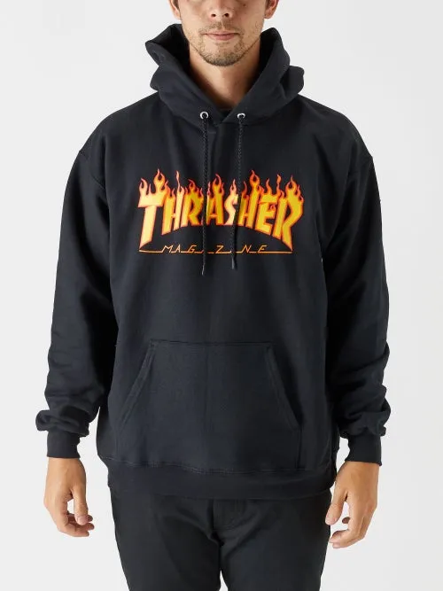 Sudadera THRASHER Hombre con capucha Flame Hoodie Black Ref. 113102 Negra logo llamas fuego