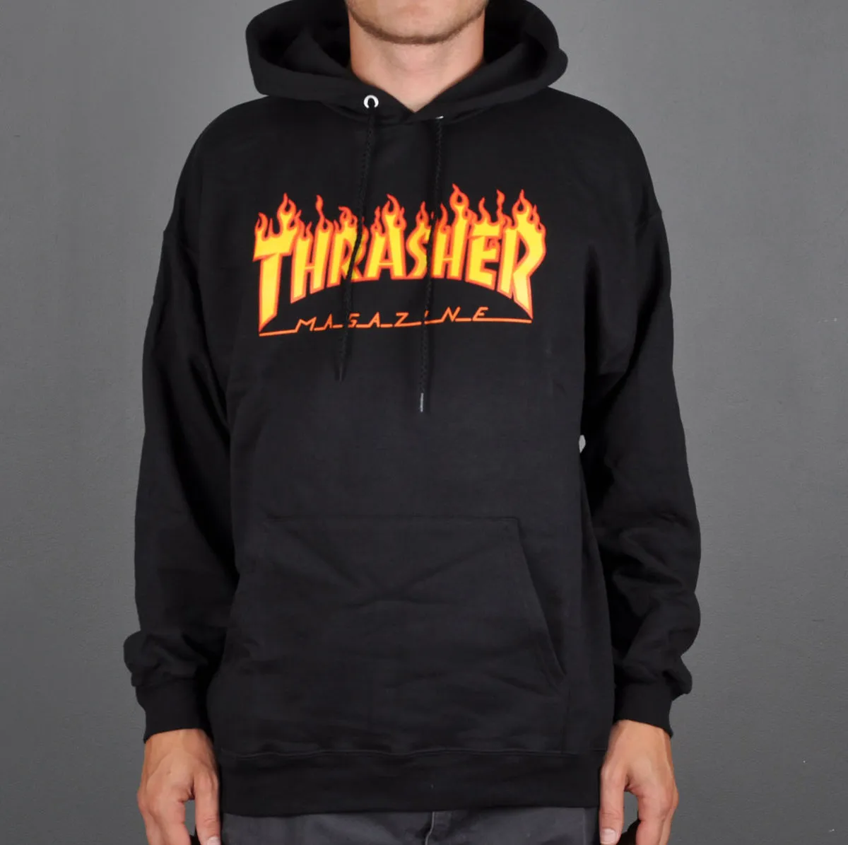 Sudadera THRASHER Hombre con capucha Flame Hoodie Black Ref. 113102 Negra logo llamas fuego