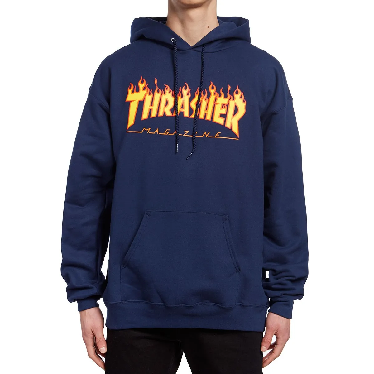 Sudadera THRASHER Hombre con capucha Flame Hoodie Navy Ref. 113102 Azul logo llamas fuego