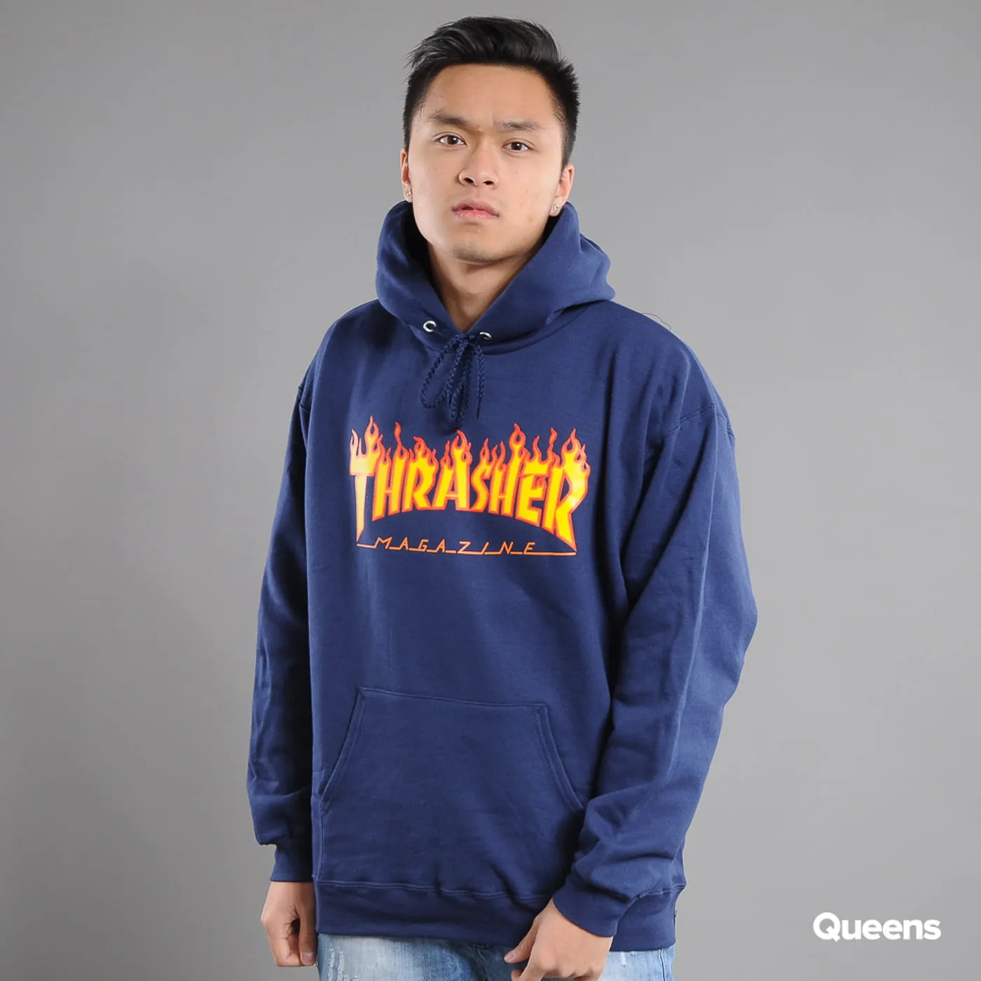 Sudadera THRASHER Hombre con capucha Flame Hoodie Navy Ref. 113102 Azul logo llamas fuego