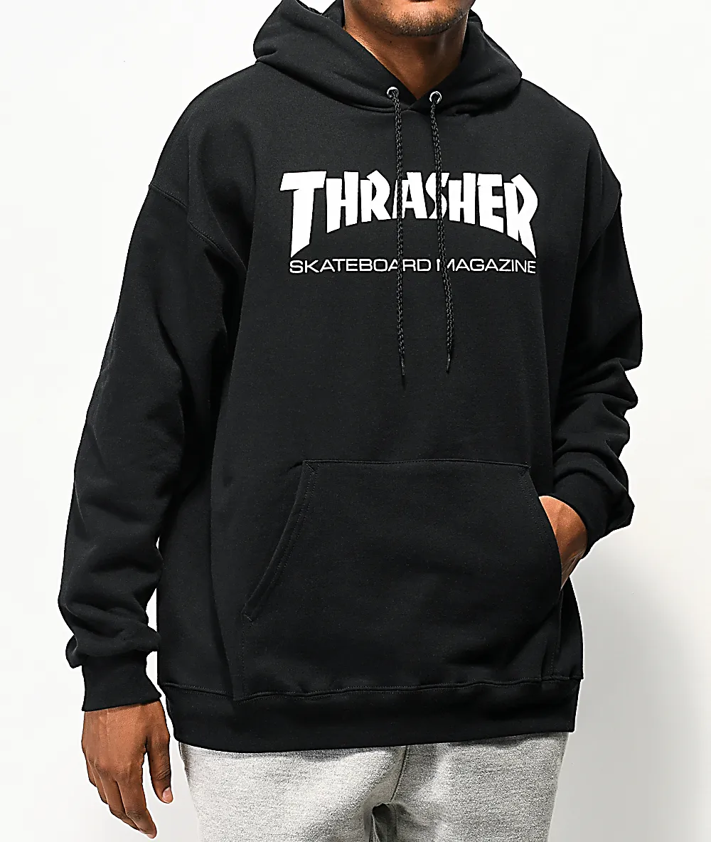 Sudadera THRASHER Hombre con capucha Skate Mag Hoodie Black Ref. 113103 Negra logo blanco